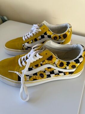 Vans Yellow Sunflower Checkerboard Old Skool Sneakers